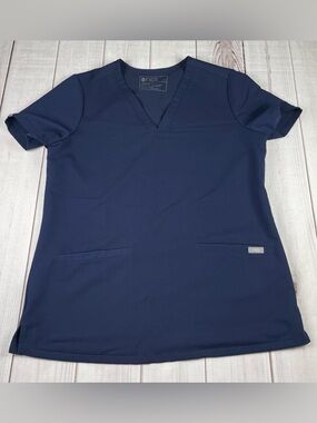 Figs Casma Three-Pocket Scrub Top Women’s S Navy Blue Nurse Healthcare